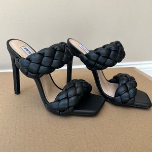 Steve Madden Black Braided Double-Strap Stiletto Heels